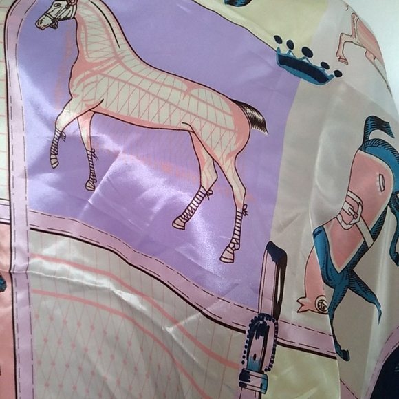 Fashion Scarf Soft Satin Ponies Horses Design - Picture 8 of 9